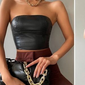NWOT Black leather tube top!!!